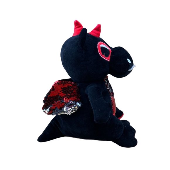 Fun Express Dragon Plush Sequin 14" Red Black Stuffed Animal Shiny - Picture 4 of 9